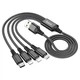 Кабель HOCO X76 4-in-1 Super charging cable(Type-C+Type-C+iP+Micro) чорний - изображение 1