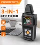 EMF-метр POROMETISTO ET01, цифровий детектор електромагнітного поля 3-в-1, для вимірювання електричного поля, магнітного поля та температури, чорний - зображення 6