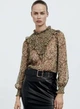 Блуза шифонова з квітковим принтом та люрексом зелено-бежева Zara розмір S - зображення 1