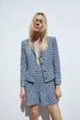 Піджак короткий з текстурованого твіду блакитний з білим Zara розмір S - зображення 3