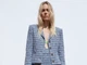 Піджак короткий з текстурованого твіду блакитний з білим Zara розмір S - зображення 4