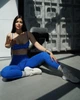 Спортивний жіночий костюм XM з силуетними швами для йоги та фітнесу (топ з чашками + легінси без пуш-ап) Elasoft Premium M Електрик (XM_RX06M) - зображення 3