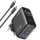 Сетевое зарядное устройство Anker GaN Charger 100W, 2xUSB-C, 1xUSB-A, Display Dark Gray + кабель USB Type-C (B121BGZ1) - изображение 1