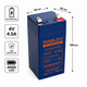 Аккумулятор свинцово-кислотный Rablex RB445, 4V 4.5Ah (4500 mAh), перезаряжаемый аккумулятор для фонарей, весов - изображение 2