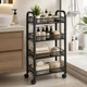 Полка-этажёрка передвижная Easy Shelf 4-х ярусная пластиковая тележка-стеллаж на колесах ES-78651 Black - изображение 5
