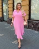 Платье женское муслиновое миди свободного трапециевидного кроя с V образным вырезом отложным воротником и короткими широкими рукавами больших размеров G&M k-130942 54-56 Размер цвет розовый - изображение 3