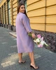 Платье рубашка женское льняное миди свободного прямого кроя с отложным воротником застежкой на пуговицы и регулируемыми рукавами больших размеров G&M k-130967 58-60 Размер цвет лаванда - изображение 4