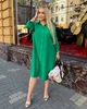 Платье рубашка женское льняное миди свободного прямого кроя с отложным воротником застежкой на пуговицы и регулируемыми рукавами больших размеров G&M k-130968 58-60 Размер цвет зеленый - изображение 1