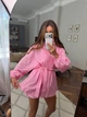 Костюм женский тройка из коттон батиста с рубашкой свободного кроя коротким топом шортами с высокой посадкой и поясом G&M k-131023 48-52 Размер цвет розовый - изображение 3