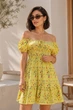 Платье женское жёлтого цвета с принтом Fashion размер 42-44 (216276) - изображение 1