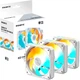Комплект корпусних вентиляторів Gigabyte EZ Chain Fan 120 Ice PWM 3 шт. 120 мм 2200 об/хв White (GP-GBT EZFAN1203 ICE) - зображення 7