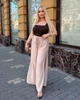 Брюки женские льняные палаццо свободного широкого кроя с высокой посадкой эластичным поясом завязками и высокими боковыми разрезами больших размеров G&M k-130976 50-52 Размер цвет бежевый - изображение 2