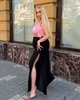 Брюки женские льняные палаццо свободного широкого кроя с высокой посадкой эластичным поясом завязками и высокими боковыми разрезами больших размеров G&M k-130977 54-56 Размер цвет черный - изображение 4