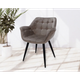 Стул кухонный кресло с мягкой спинкой и подлокотниками Elegante Intarsio Черный каркас металл/ Темный беж ткань - изображение 3