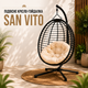 Подвесное кресло-качалка SAN VITO «кокон» с бежевой подушкой, садовое кресло-гнездо на металлической стойке, мебель для террасы, балкона, дачи и двора, складная конструкция, до 135 кг - изображение 1