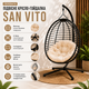 Подвесное кресло-качалка SAN VITO «кокон» с бежевой подушкой, садовое кресло-гнездо на металлической стойке, мебель для террасы, балкона, дачи и двора, складная конструкция, до 135 кг - изображение 3