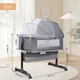 Дитяче ліжко приставне 0219/мк 3в1 з пеленальним столиком light grey ∙ багатофункціональне та зручне ліжко 021 - зображення 2