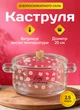 Скляна каструля з кришкою 2.5 л жаростійка каструлька з термостійкого скла Прозорий з малюнком - зображення 1