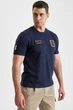 Темно-синя футболка з нашивками Aeronautica Militare 8646 S - зображення 5