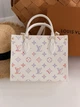 Женская сумка Louis Vuitton OnTheGo Aquarelle Premium Tote бело-лиловый через плечо Луи Виттон - изображение 2
