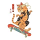 Футболка чоловіча біла з принтом Cat Skate розмір L - зображення 3