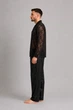 Чоловіча шовкова піжама з мережевом BOBRAND "Black flirt" - XL - изображение 4
