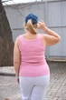 Жіноча літня майка рубчик великих розмірів приталена Aksan 26.2317 OneSize 46(L)-52(3XL) Рожевий - зображення 2