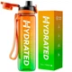 Спортивна фітнес пляшка для води Hydrated 1000 мл в зал для фітнесу оранжево-зелена - зображення 1