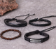 Набір із 4 шт. багатошаровий браслет з плетеної штучної шкіри Cross Bracelet Set - изображение 6