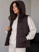 Жилетка женская Lady Yep 7015-2 с капюшоном средняя длина 46 коричневая - изображение 3