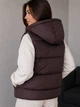 Жилетка женская Lady Yep 7015-2 с капюшоном средняя длина 46 коричневая - изображение 4