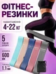 Фитнес резинки спортивные женские 5 шт Hausland эспандеры для ног и ягодиц эластичная лента для разноцветной тренировки + чехох в комплекте (03200001) - изображение 1