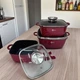 Набір каструль Higher Kitchen HK-302 2.7 л 4.5 л 6.7 л червоний - изображение 1