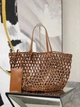 Жіноча сумка шоппер Saint Laurent Panier Medium Beaded Tote коричнева плетена з дерев'яних намистин - зображення 3