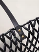 Жіноча сумка шоппер Saint Laurent Panier Medium Beaded Tote чорна плетена з дерев'яних намистин - зображення 4