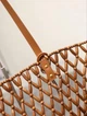 Жіноча сумка шоппер Saint Laurent Panier Medium Beaded Tote коричнева плетена з дерев'яних намистин - зображення 5