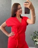 Костюм женский двойка с жилетом на запах и прямыми брюками из льна с трикотажной подкладкой G&M k-131209 56-58 Размер цвет красный - зображення 2