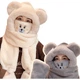 Жіноча шапка Huili Bear, зимова плюшева тепла потовщена велосипедна вітрозахисна маска з капюшоном та шиєю, універсальний комплект з чотирьох частин - зображення 1