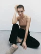 Боді еластичне з коміром-халтер бежеве Zara розмір L - зображення 2