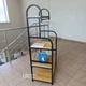 Стелаж підлоговий 4-ярусний 135×60×40 см для дому та кухні, етажерка з полицями з ЛДСП та металевим каркасом та гачками для книг, декору, посуду та побутових речей Золотистий дуб, YM-065-4-GoldenOak - зображення 11