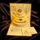 Музыкальная поздравительная открытка «Happy Birthday» с объемным тортом внутри и подсветкой, Золотой - изображение 1