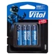 Батарейка Vitol V21022 щелочная на блистере LR03 AAA 4 шт упаковка V15587 - изображение 1