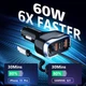 Автомобильное быстрое зарядное устройство 60W 4-Port USB C Car Charger: адаптер в прикуриватель 12V-24V с пружинным кабелем Type С - изображение 3