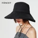 Сонячний капелюх FANCET для жінок, літній капелюх із широкими полями, повністю бавовняний, захист від ультрафіолету, сонцезахисний капелюх для пляжного відпочинку, чорний - изображение 8