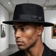 Капелюх канотьє для хлопця та дівчини фетровий з плоским верхом та стрічкою щільний демісезонний one size Чорний - зображення 3