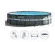 Каркасный бассейн Intex Ultra XTR Frame Pool 549×132 см 26423 л круглый черный с песчаным насосом-фильтром 6000 л/ч, стремянкой, подстилкой и тентом - изображение 9