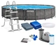 Каркасный бассейн Intex GreyWood Prism Frame Pool 549×122 см 24310 л круглый темно-серый с картриджным фильтр-насосом 5678 л/ч, стремянкой, подстилкой и тентом - изображение 2