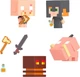 Набір фігурок Майнкрафт Вогненна битва в Нижньому світі Mattel Minecraft Mob Head Minis Nether Fire Battle 4 фігурки 5 см і аксесуари (SKU-238) - изображение 6