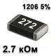 Резистор SMD 2.7K 1206 5% - 737243 - изображение 1