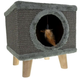Когтеточка домик для кошек с лежанкой и игрушкой 38х32х32 см Purlov серый - изображение 8